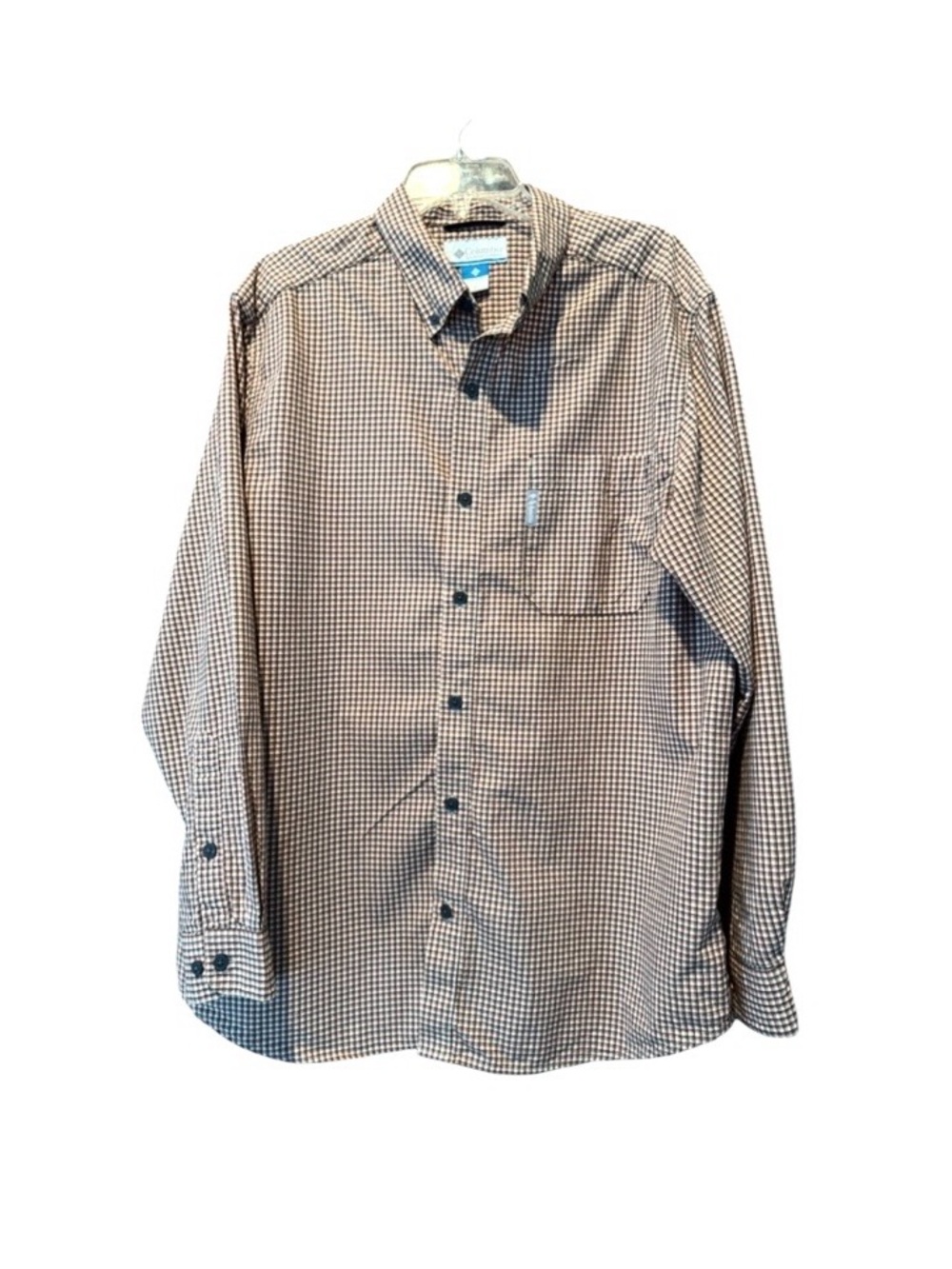 Columbia Sportswear Co. Khaki Plaid Button Up Shirt Size Large